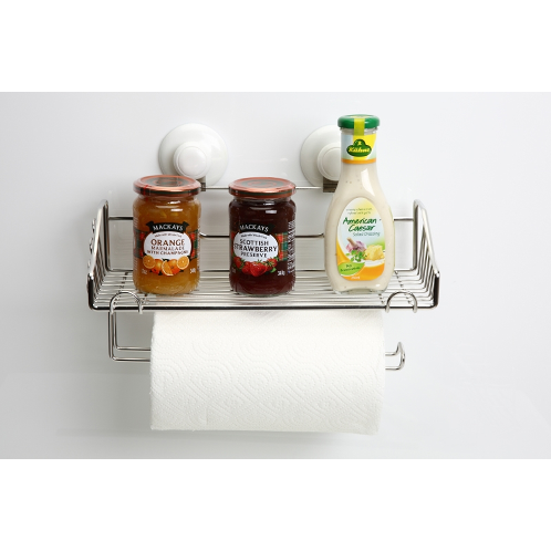 Kitchen towel hanger shelf