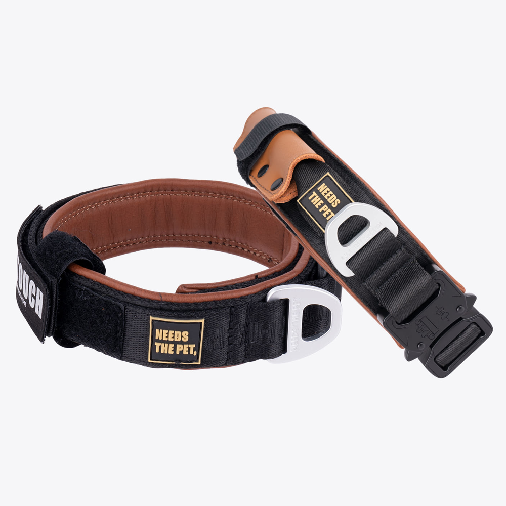 The Comfort Collar, Soft Cowhide Padded Dog Collar for All Breeds, Reflective Velcro Patch