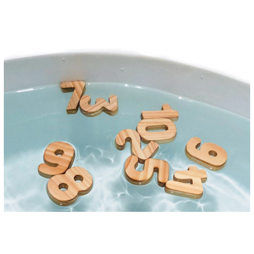 Korean Natural Bath Toy Brand, HINOKI WOODEN BATH TOYS - NUMERS