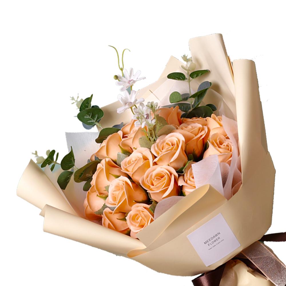 Soap Rose Flower Bouquet (Shine Orange)
