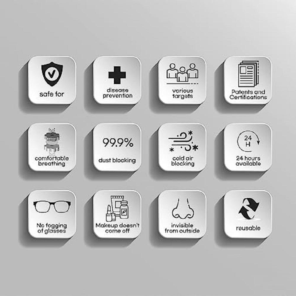 KOKOK 3-Ply Nose Filter Reusable Breathable Nasal Plugs Air Filteration for Dust, Pollution, Block C