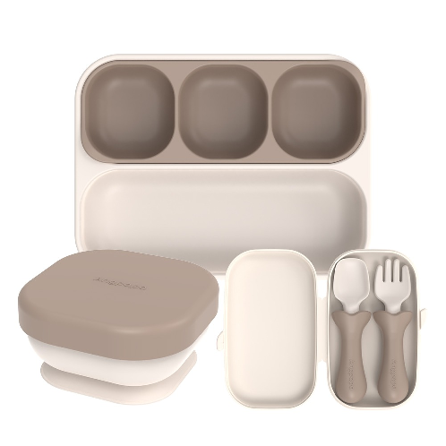 Angpapa Tongtong All in one Set | Suctionbowl, suctionplate, babyfoodplate, selffeeding spoon&fork, babyproduct