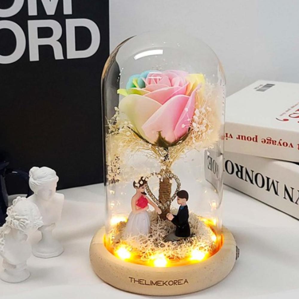 LED Rainbow Rose Glass Dome Mood Light Anniversary Gift