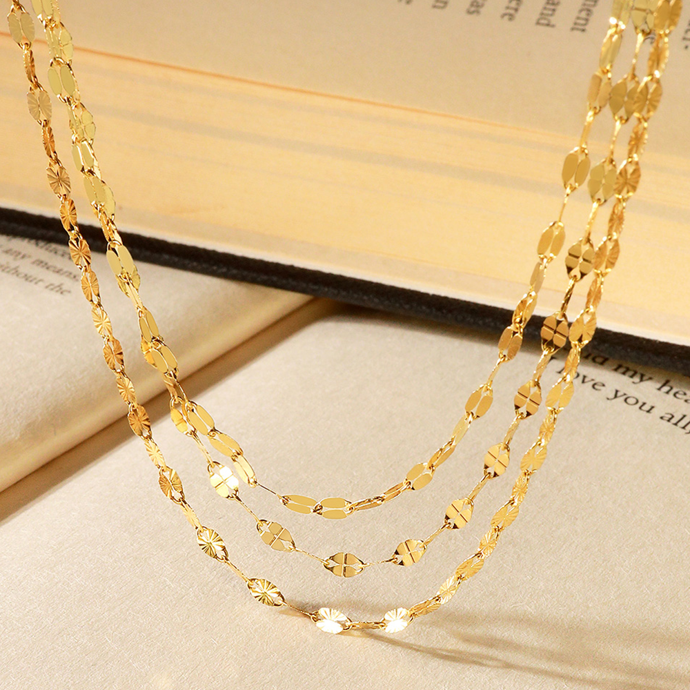GOLD JJR MIRROR FLAT CABLE CHAIN NECKLACE & BRACELET