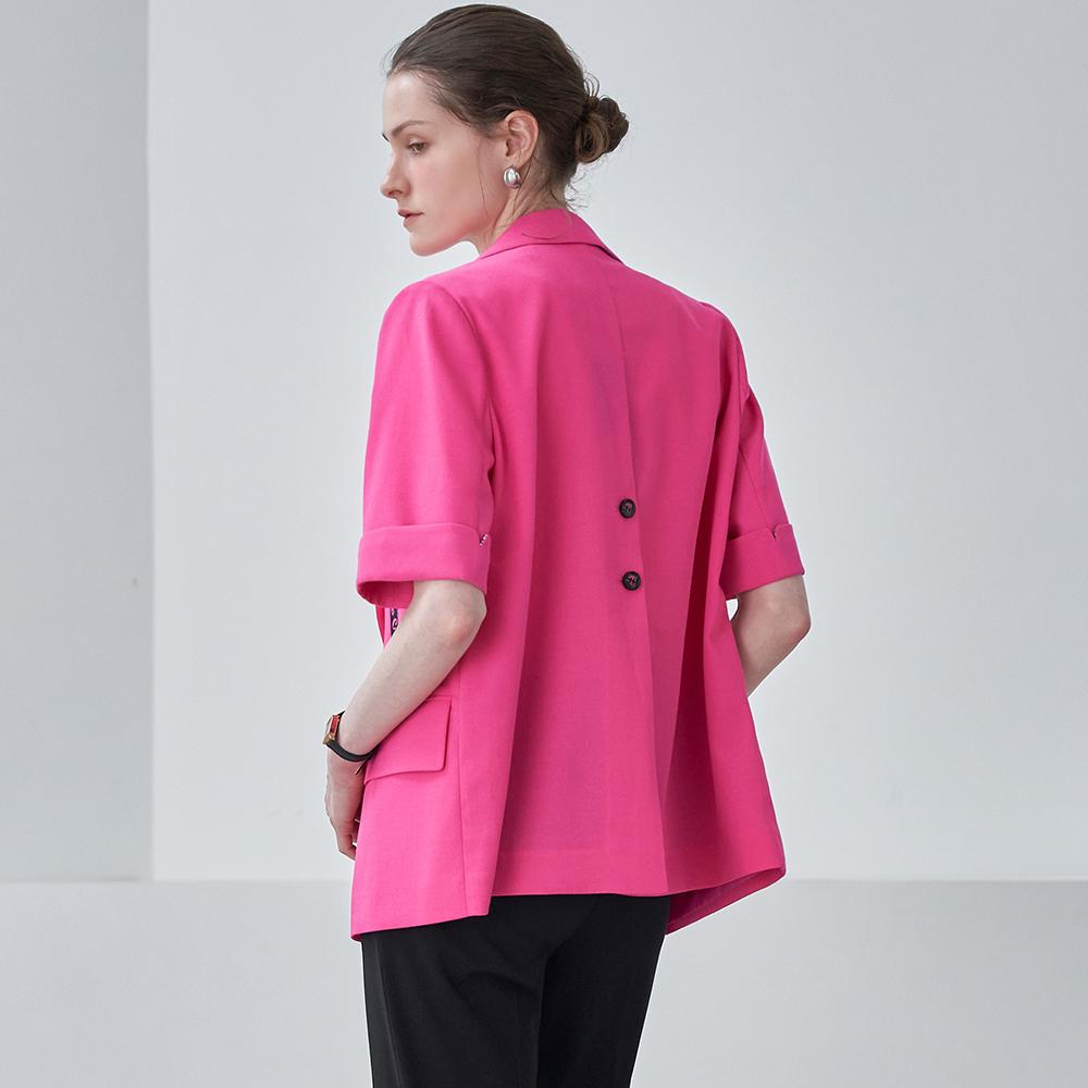 Back Button Poly Short-Sleeve Single Jacket