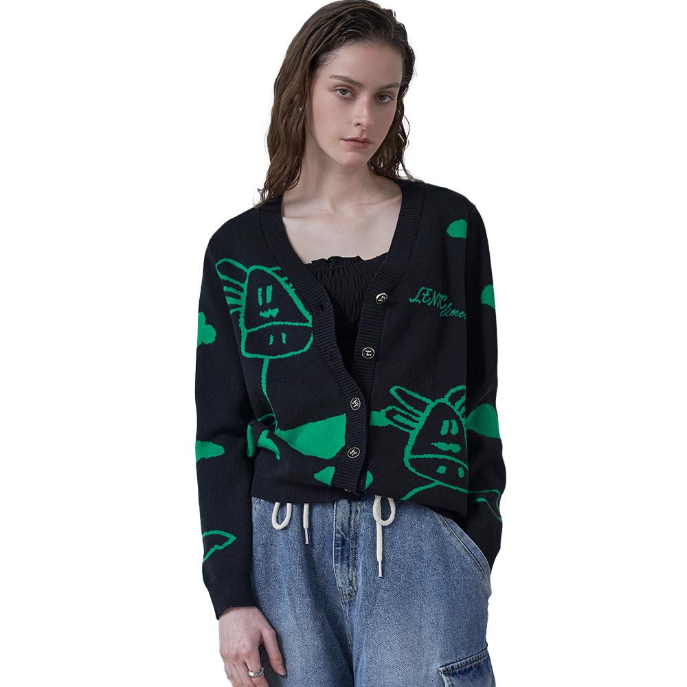 Giraffe Color-Block Point Cardigan